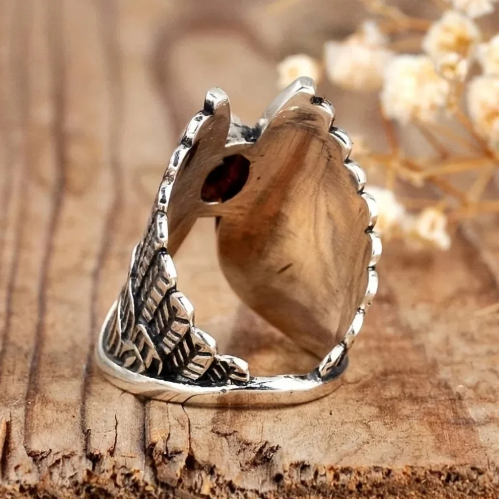 Angel Wings Moonstone Feather Ring Silver Plated Lab Created Gem Multiple Sizes - Picture 3 of 12